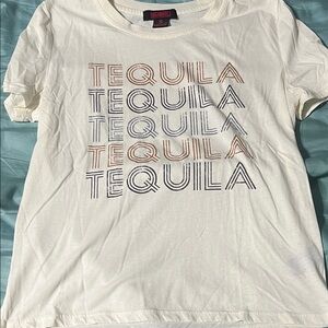 Rock & Roll Cowgirl Cream Graphic Tee with Tequila Print
